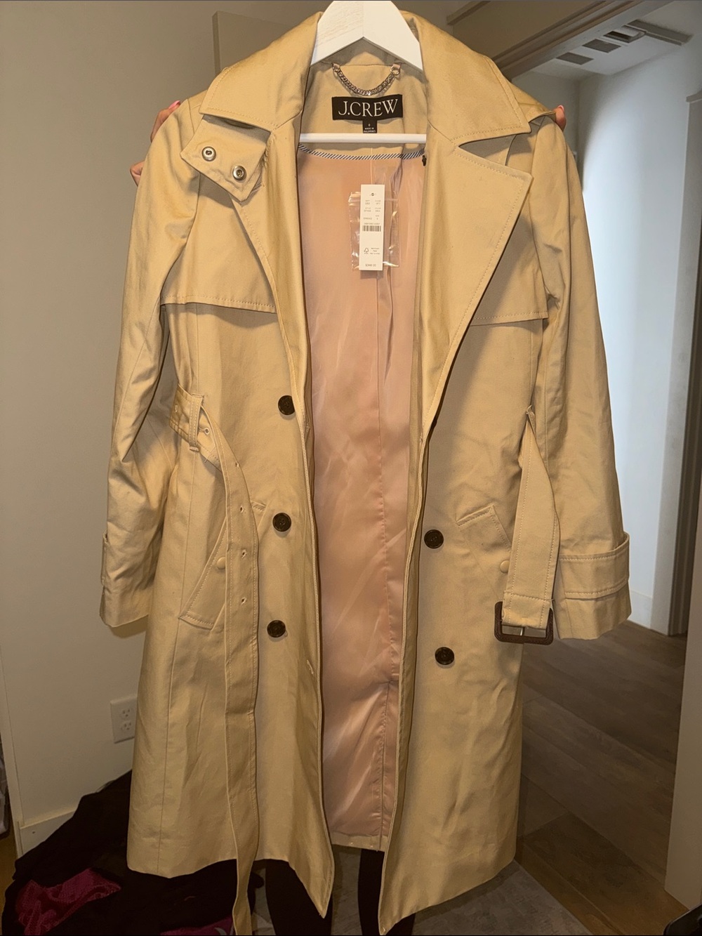 J.Crew Tan Beige Trench Coat with Belt